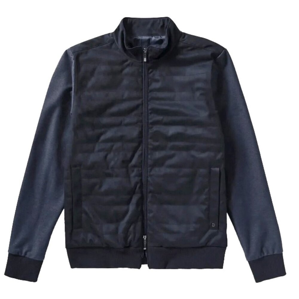 NEW $295 Robert Barakett Renoir Jacket! XXL Navy Mixed Media Coat Quilted Body